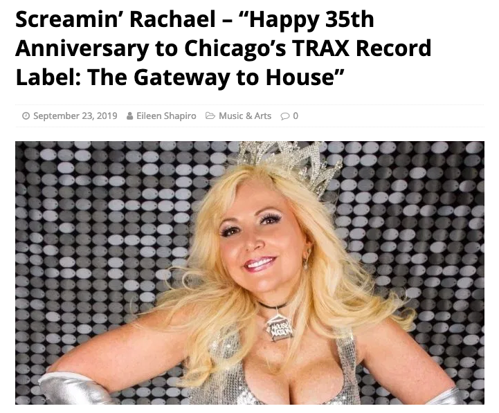 Screamin ' rachael - happy 35th anniversary to chicago 's trax record label : the gateway to house 