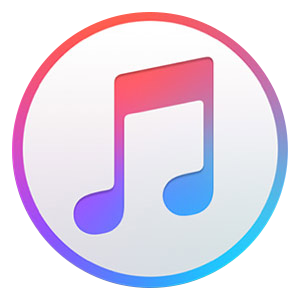 A colorful music note in a circle on a white background