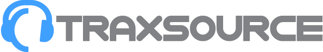 A logo for traxsource is shown on a white background