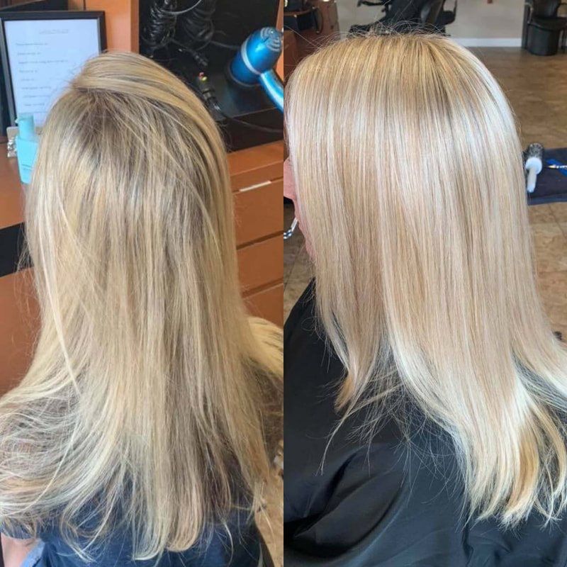 blonde hair before and after
