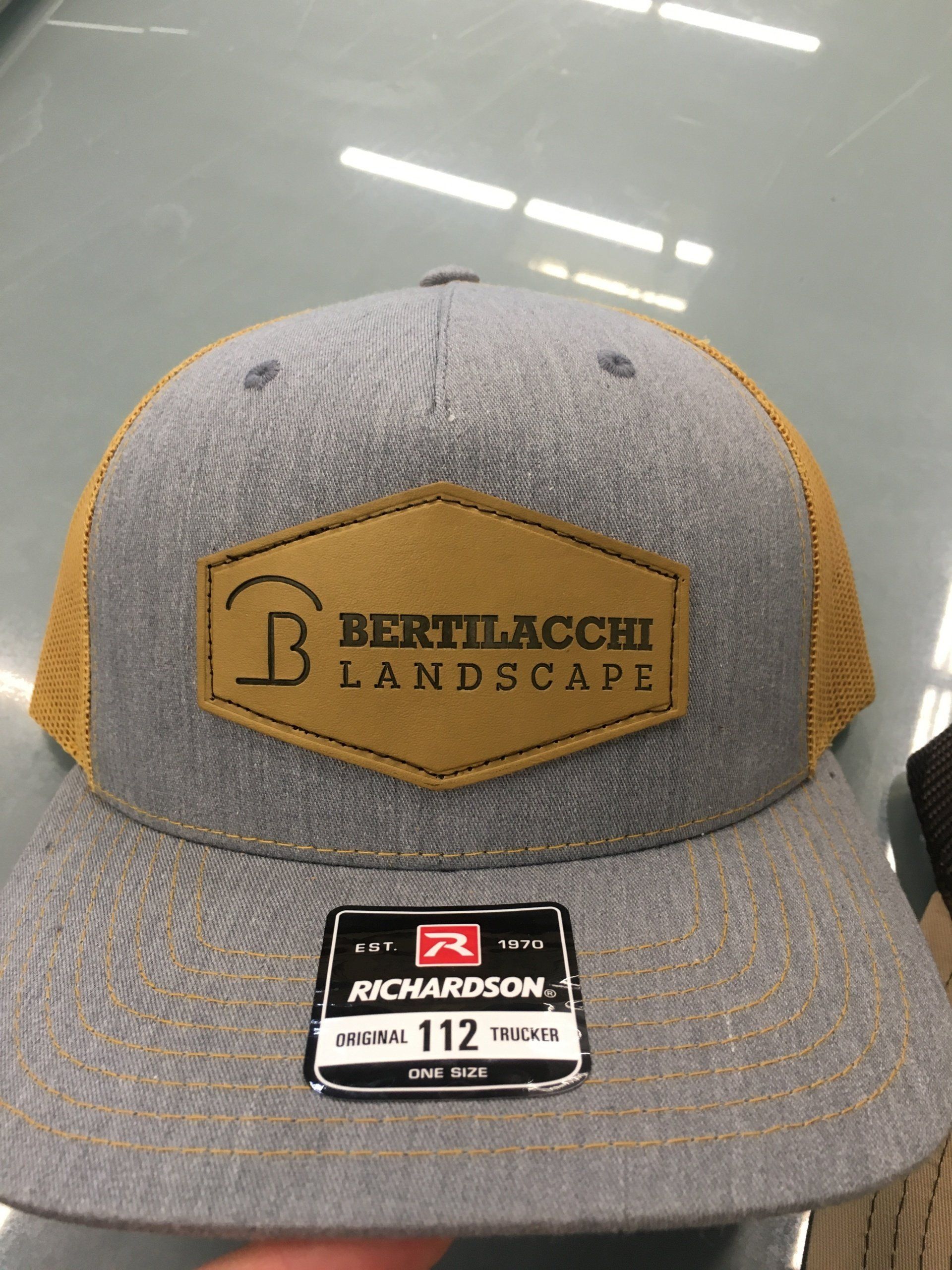 Gray Richardson baseball cap with tan mesh and a 