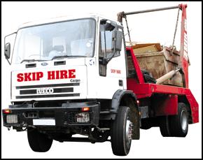 Skip hire truck with skip Skip hire truck with skip