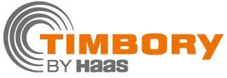 Logo TimBory by Haas in arancione e grigio con motivo a cerchi concentrici.