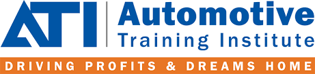 A logo for ati automotive training institute driving profits and dreams home