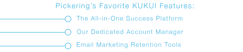 A list of kukui features including the all-in-one success platform our dedicated account manager and email marketing retention tools