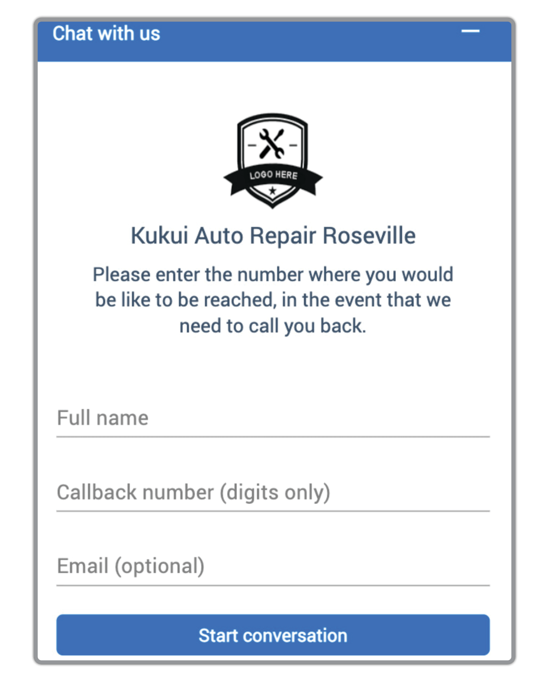 an example of how live chat looks for an auto repair shop