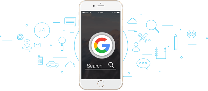 A cell phone with a google logo on the screen.