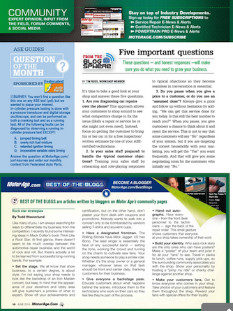 A page of a magazine titled community question of the month