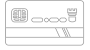 A black and white drawing of a credit card on a white background.