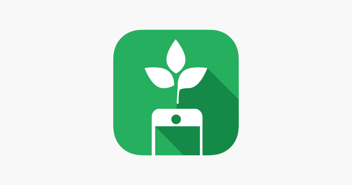 A green app icon with a plant growing out of a cell phone.