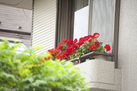 balcone con finestra e persiana