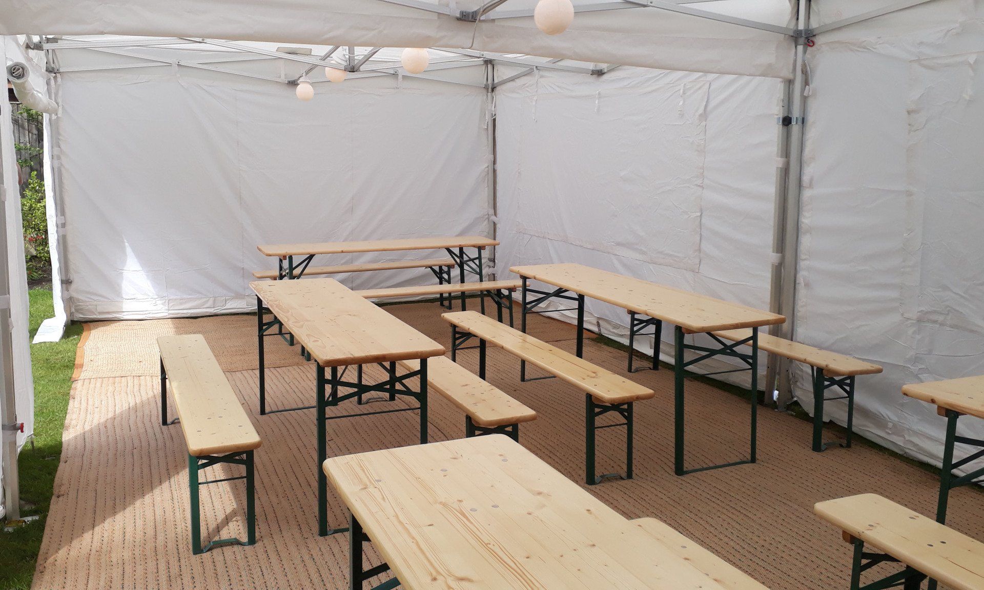 wooden table and bench set