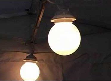 string of globe lights in a marquee