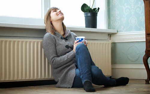 Woman enjoying cozy environment