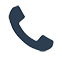 Un icono de teléfono azul sobre un fondo blanco.
