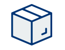 Una caja azul y blanca con un reloj.