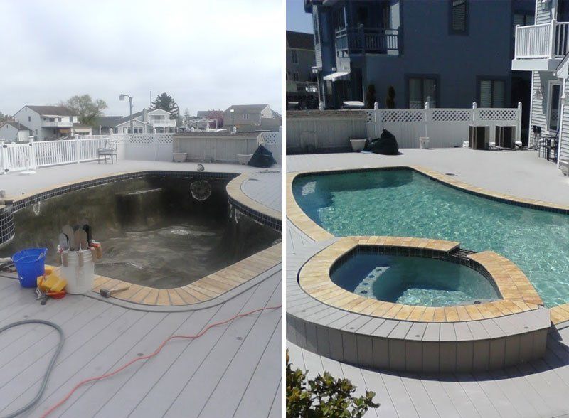 New Travertine Coping and Diamond Brite Plasterin Brigatine, NJ