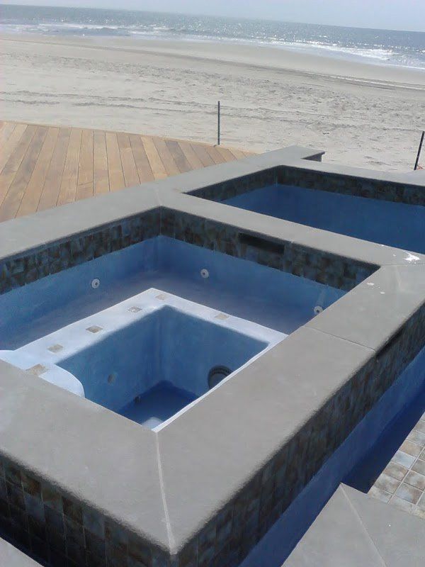 Tile and Bench Pool Detail - Renovation Longport, NJ