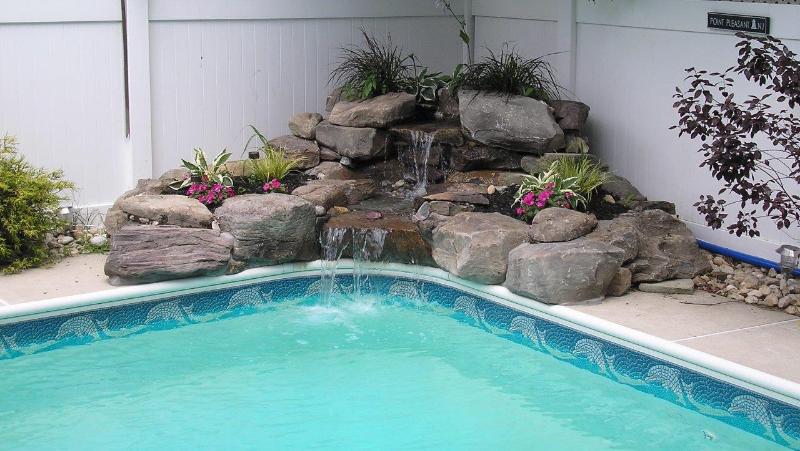 Rock and Waterfall Pool Feature After - Linwood, New Jersey Rock and Waterfall Pool Feature After - Linwood, New Jersey