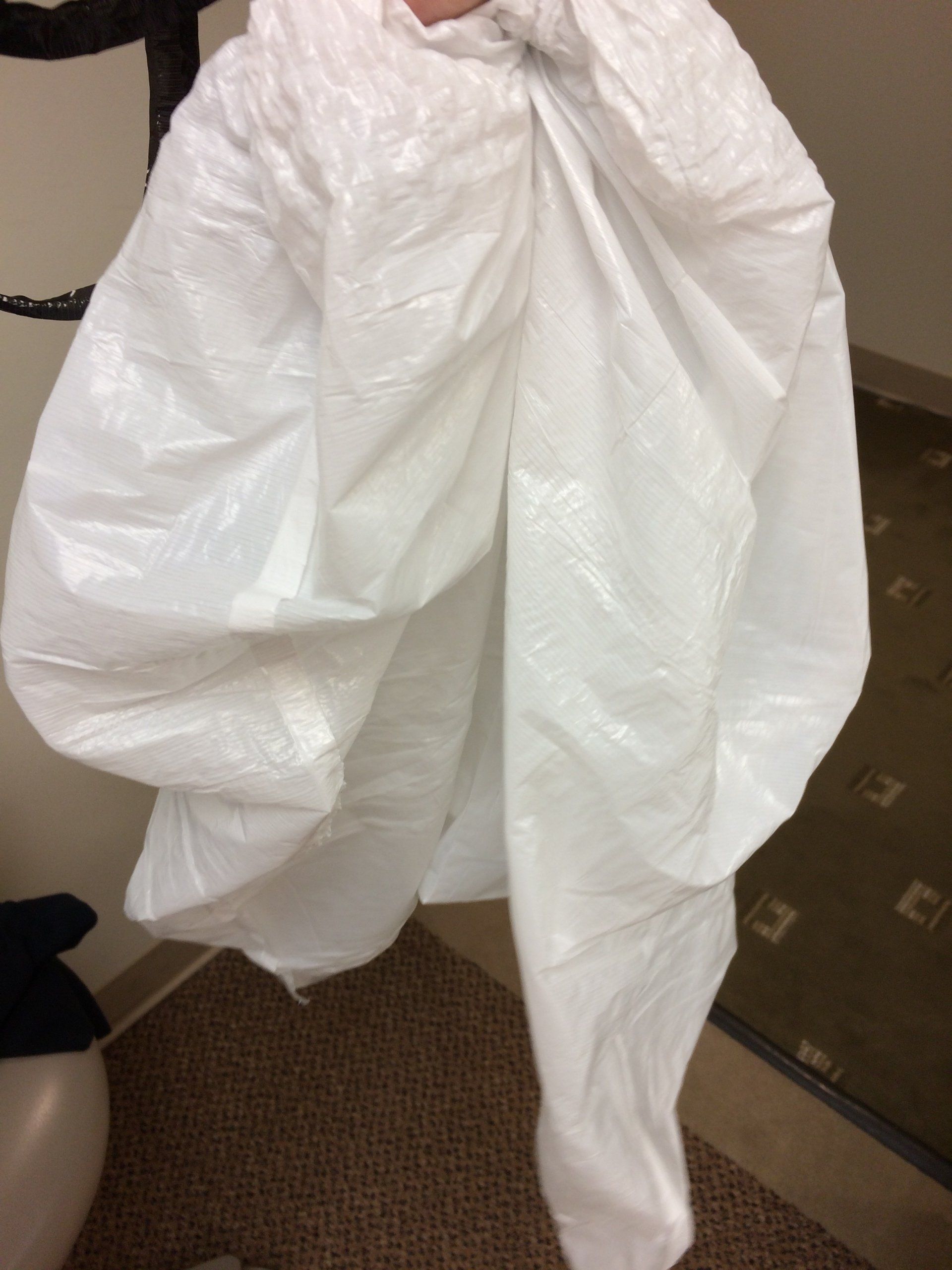 Plastic trash bag filled with air