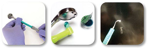 Use of med grit prophy paste to polish a mirror surface helps keep clear view.