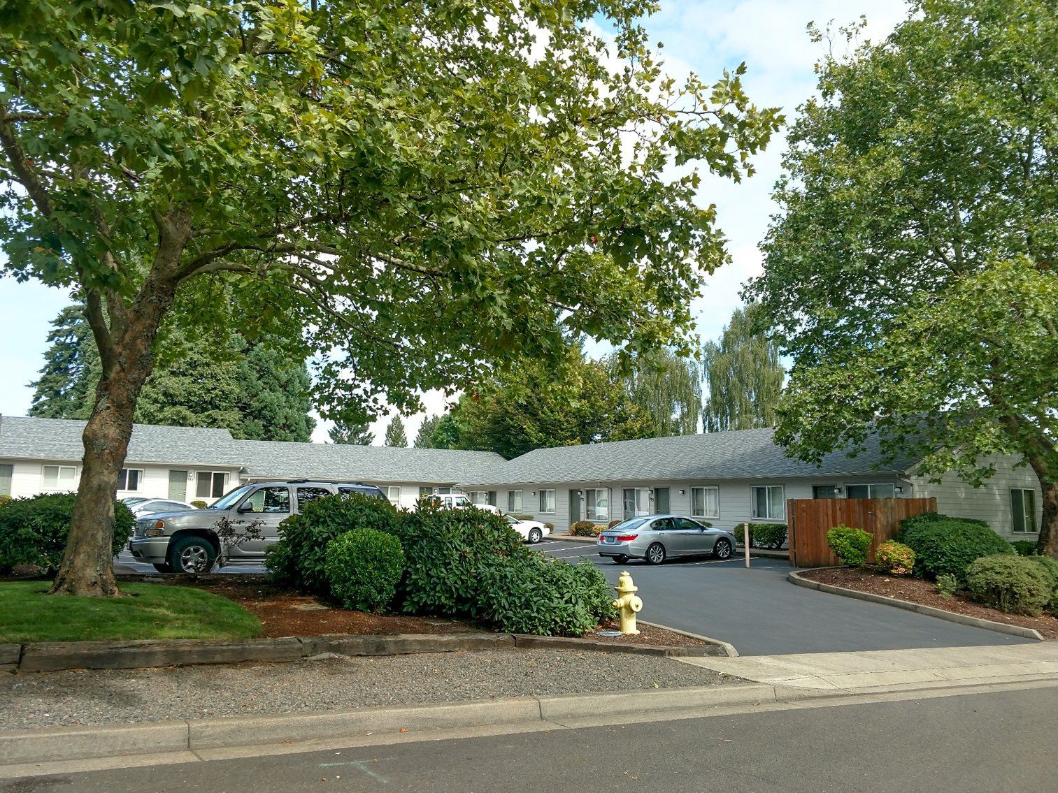 A fire hydrant is in front of a motel