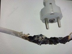 Burnt electric cable