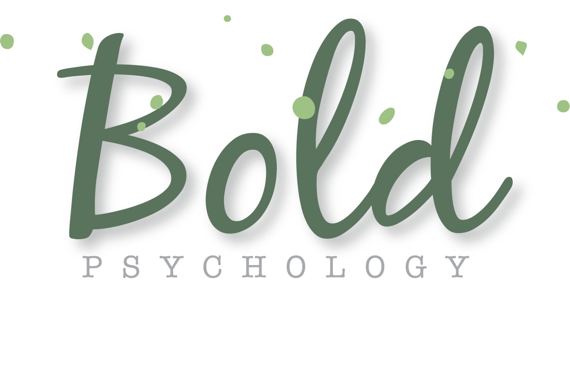 The bold psychology logo is green and white and says bold psychology.
