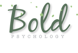 The bold psychology logo is green and white and says bold psychology.
