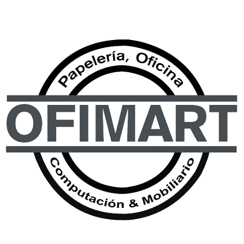 Un logotipo en blanco y negro para una empresa llamada ofimart.