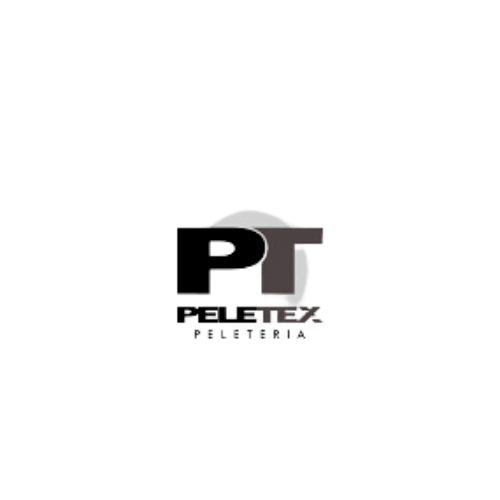 Un logotipo en blanco y negro para Peletex sobre un fondo blanco.