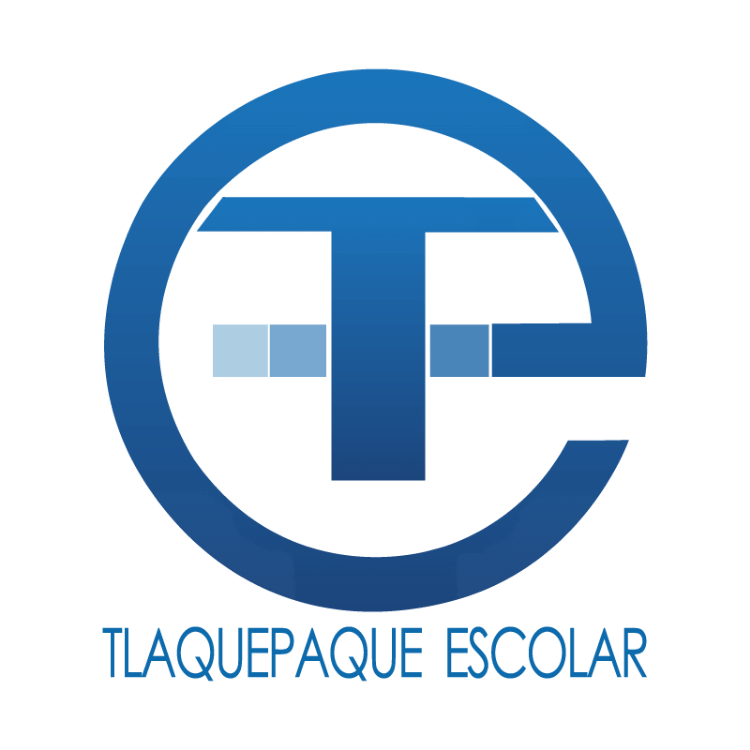 Un logo azul y blanco para tlaquepaque escolar
