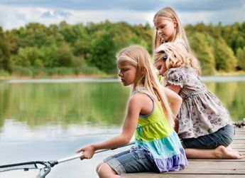 Girls Fishing on Lake Willoughby in Westmore, VT