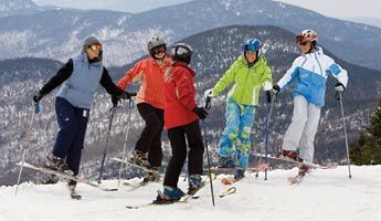 Downhill Skiing in northern Vermont Downhill Skiers near Lake Willoughby in VT