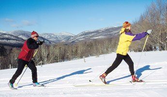 Cross Country Skiing in Nothern Vermont Cross Country Skiers near Lake Willoughby in Vermont