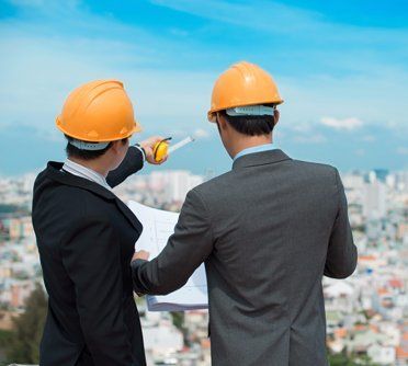 Professionals checking the project site 
