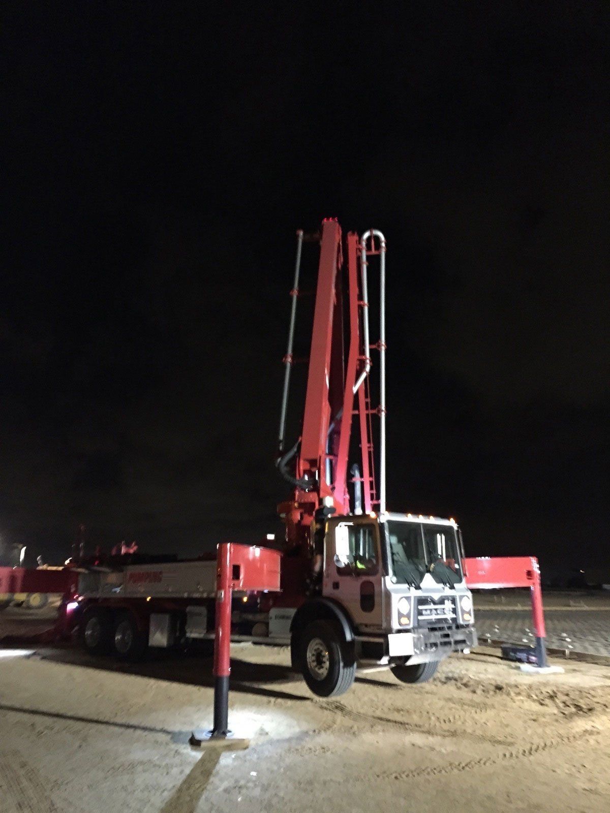 Concrete Pumping Truck On Site & Engaged
