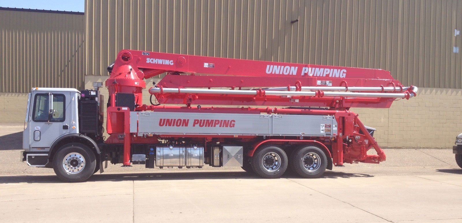 Red Concrete Pumping Truck