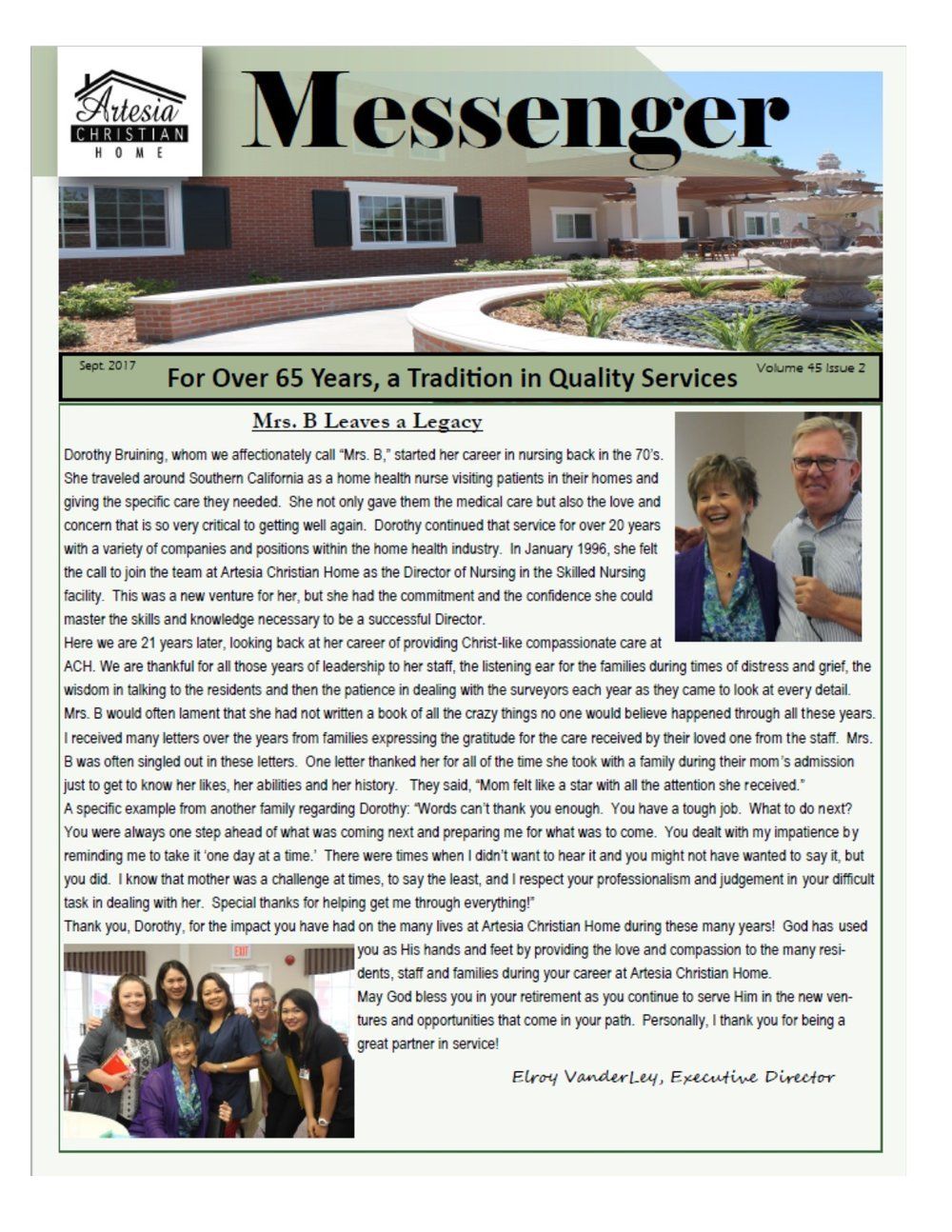 Newsletter cover;