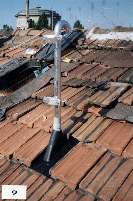 installazione tubo con elementi antipioggia per antenna