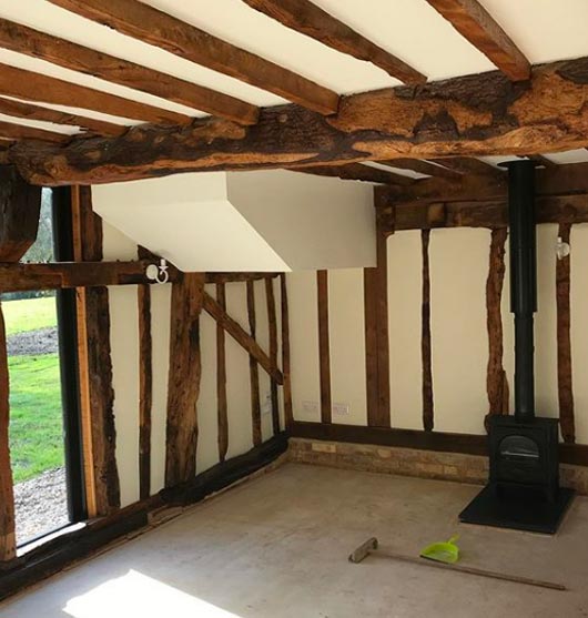 Interior with beams
