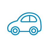 Blue outline of a small car.