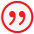 Opening quotation mark symbol inside a red circle.