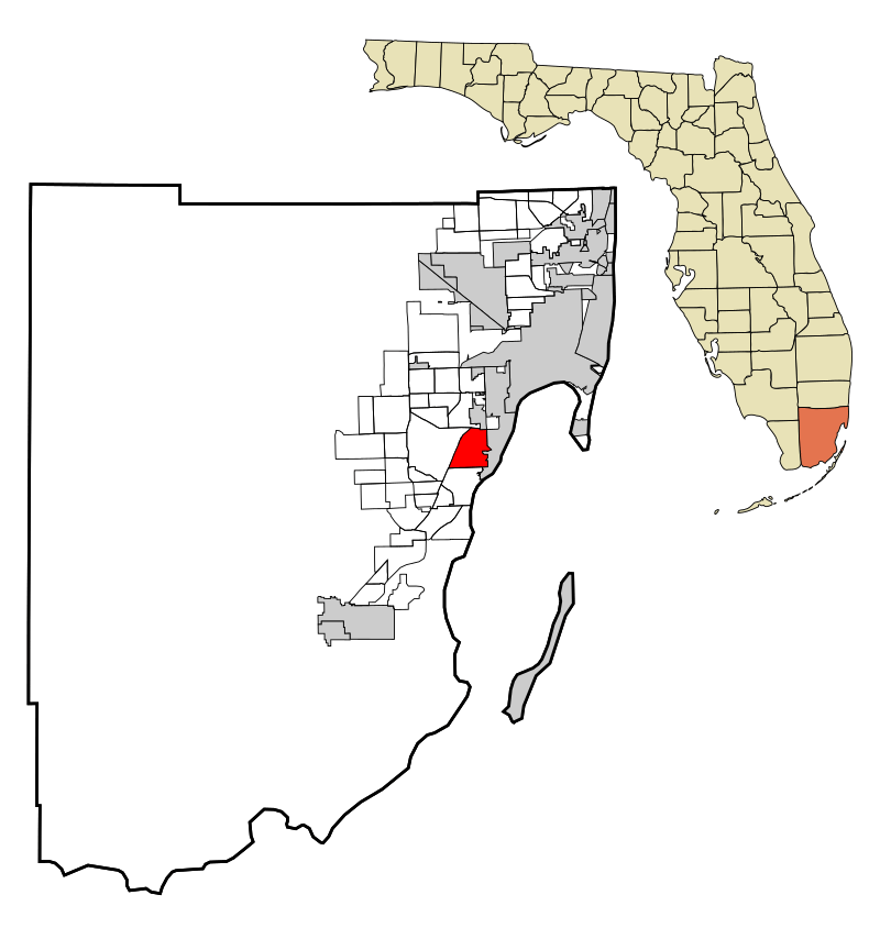 Miami-Dade County Florida Incorporated and Unincorporated areas Pinecrest Highlighted