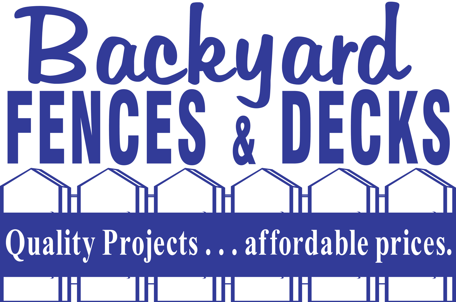 The logo for backyard fences and decks quality projects affordable prices