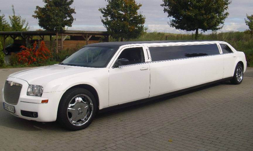 white Chrysler 300 limo