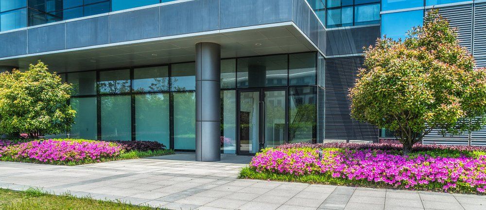 Business Office Landscape Entrance — Lawn Services in Maryland, West Virginia, Pennsylvania Business Office Landscape Entrance — Lawn Services in Maryland, West Virginia, Pennsylvania