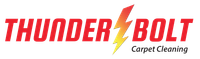The logo for thunder bolt carpet cleaning has a lightning bolt on it.