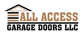 Logo for All Access Garage Doors LLC: brown and black text with a garage door graphic.