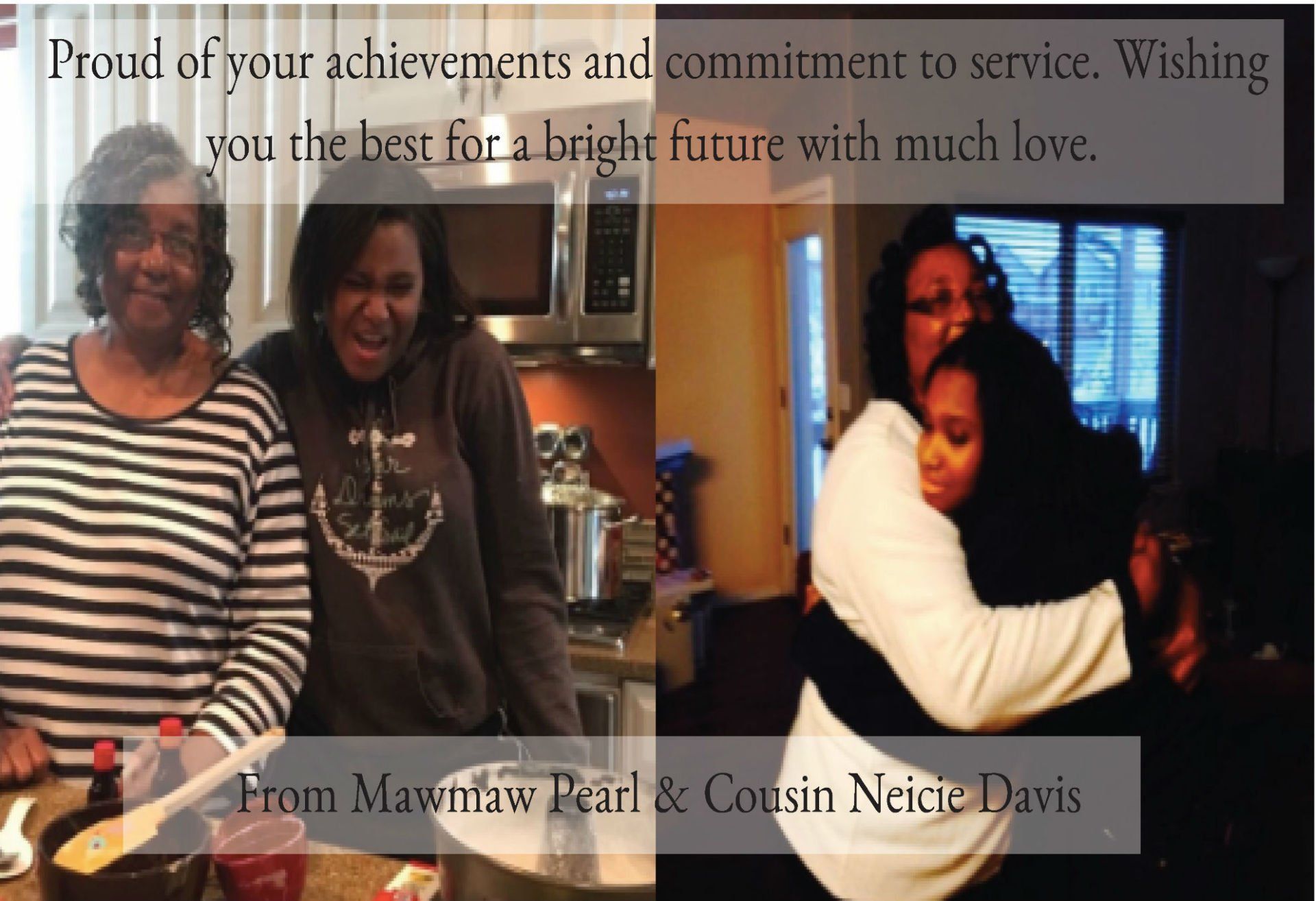 a greeting card from mawiraw pearl and corsin neizie davis